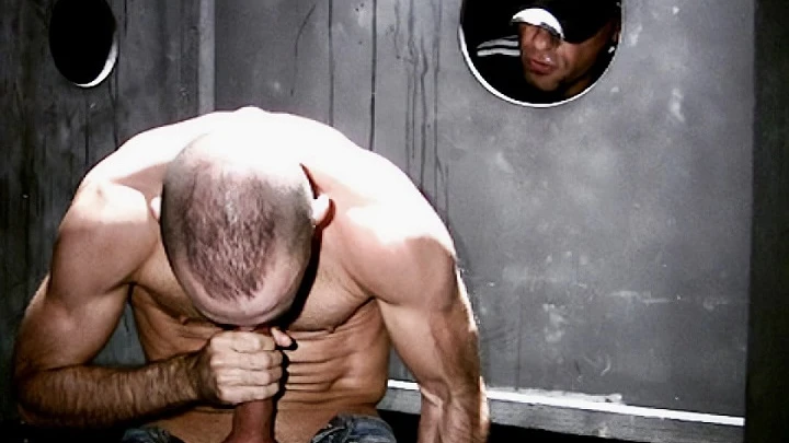 BITUME IN GLORY-HOLE, COVERED IN CUM
